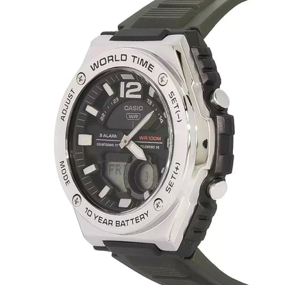 Casio Green/Silver Men's 100m Digital-Analog Sports Watch MWQ-100-3A