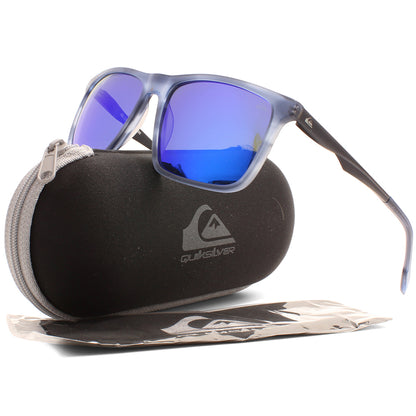 Quiksilver Matte Blue Marble/Blue Mirror Polarised Mens Sunglasses