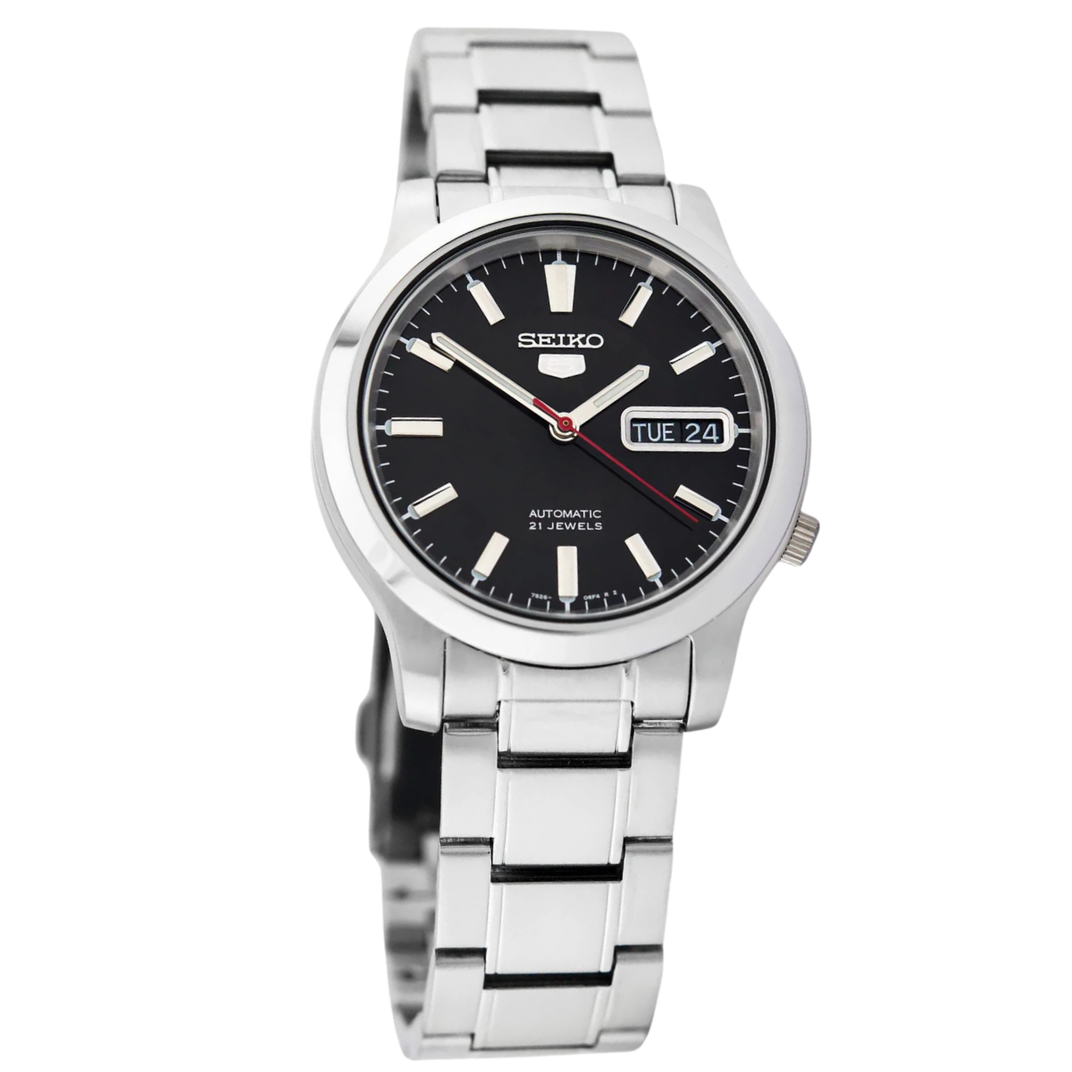 Seiko 5 SNK795K1 Silver with Black Dial Men's Automatic Analog Watch