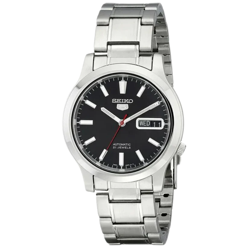 Seiko 5 SNK795K1 Silver with Black Dial Men's Automatic Analog Watch