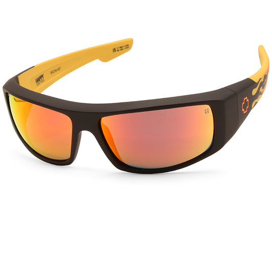 Spy Logan Matte Black Orange Flames/Red Mirror Men's Sunglasses