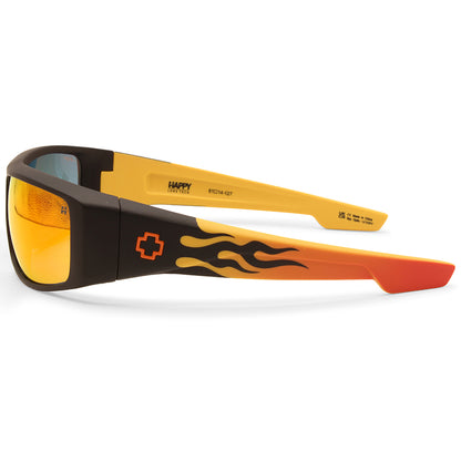 Spy Logan Matte Black Orange Flames/Red Mirror Men's Sunglasses