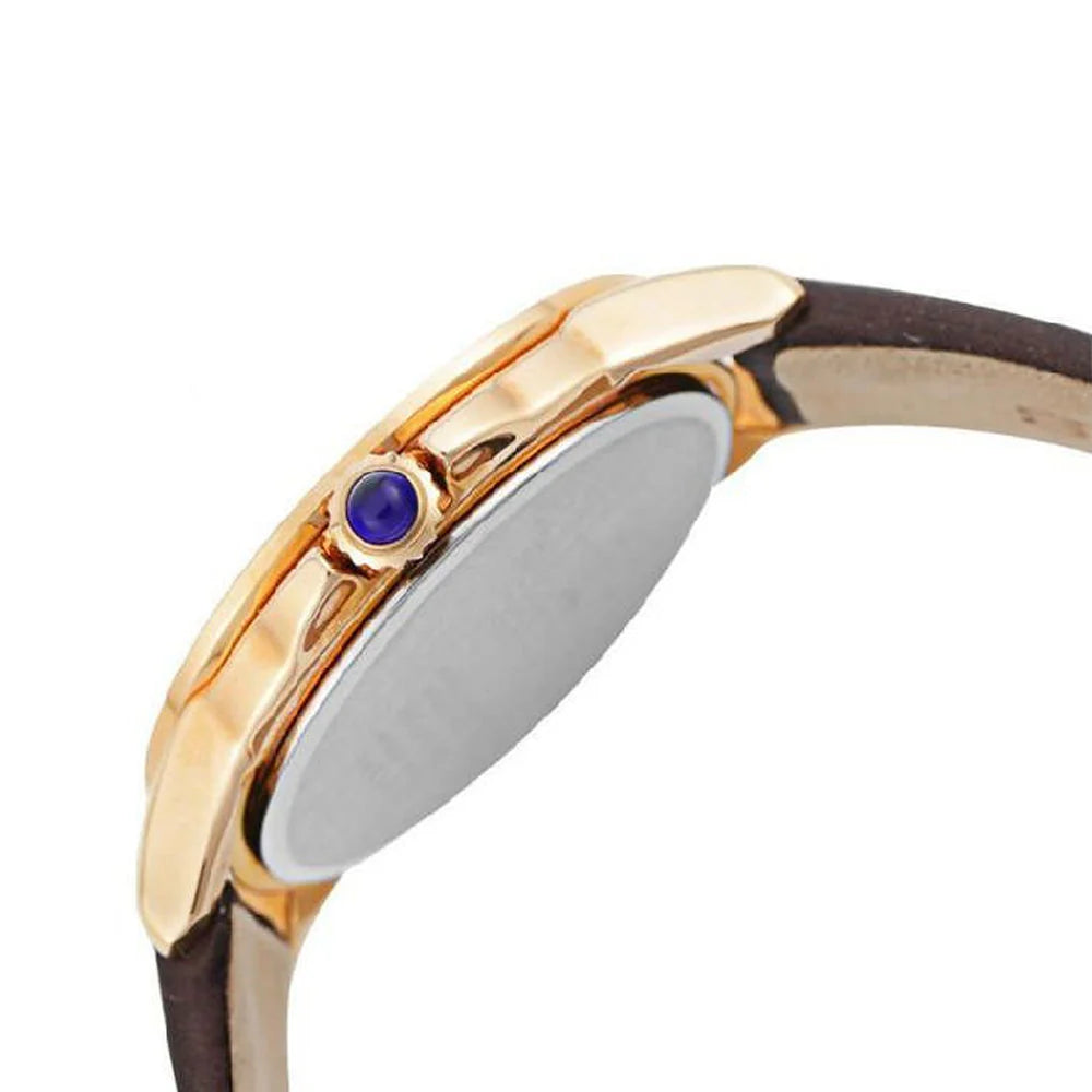 Seiko Swarovski Gold/Brown Dial Leather Strap Women's Analog Watch SRZ446P1