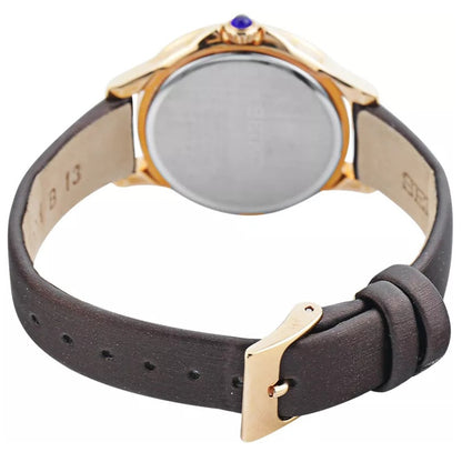Seiko Swarovski Gold/Brown Dial Leather Strap Women's Analog Watch SRZ446P1