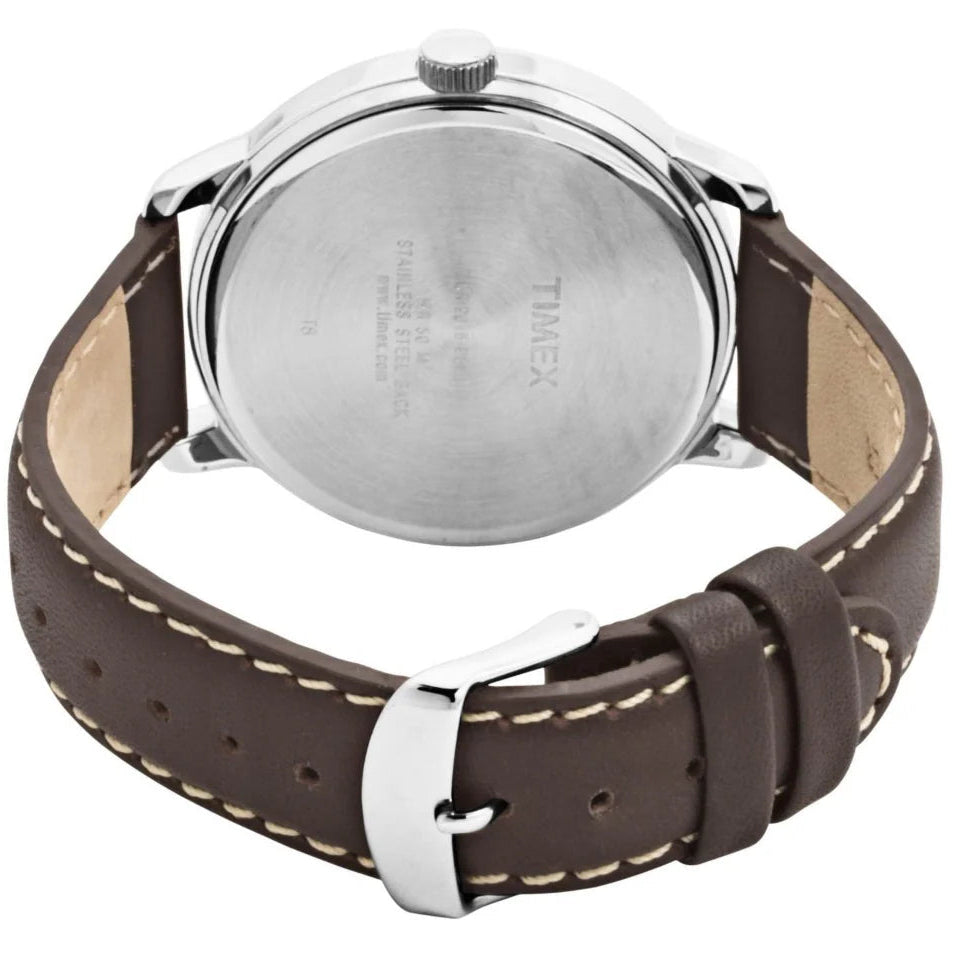 Timex Easy Reader 43mm Cream/Brown Leather Men's 50m Analog Watch T28201