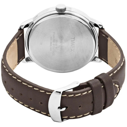 Timex Easy Reader 43mm Cream/Brown Leather Men's 50m Analog Watch T28201