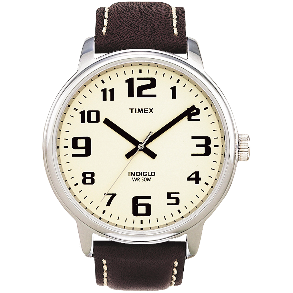 Timex Easy Reader 43mm Cream/Brown Leather Men's 50m Analog Watch T28201
