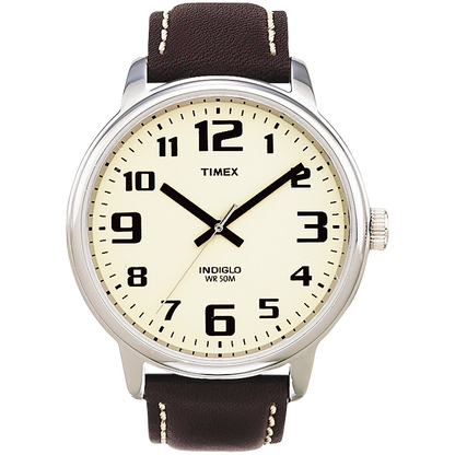 Timex Easy Reader 43mm Cream/Brown Leather Men's 50m Analog Watch T28201
