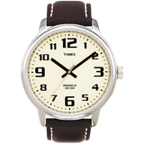 Timex Easy Reader 43mm Cream/Brown Leather Men's 50m Analog Watch T28201