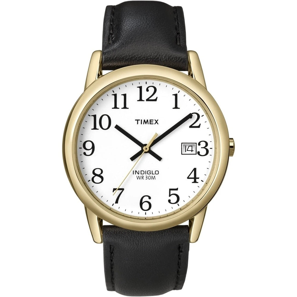 Timex Easy Reader White/Black Leather Men's 30m Analog Watch T2H291