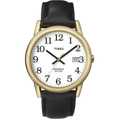 Timex Easy Reader White/Black Leather Men's 30m Analog Watch T2H291