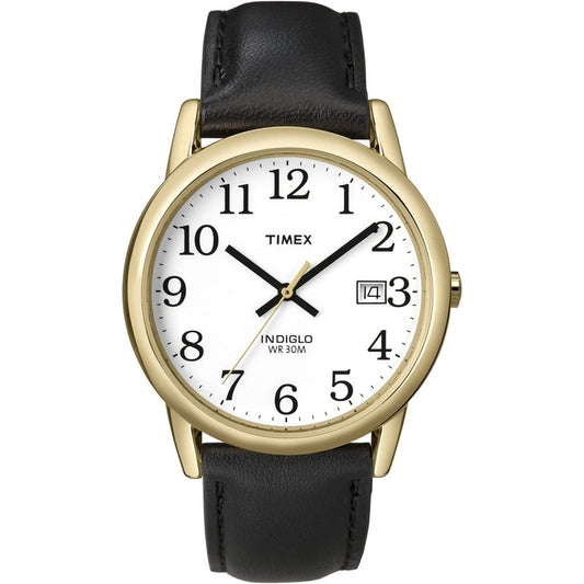 Timex Easy Reader White/Black Leather Men's 30m Analog Watch T2H291