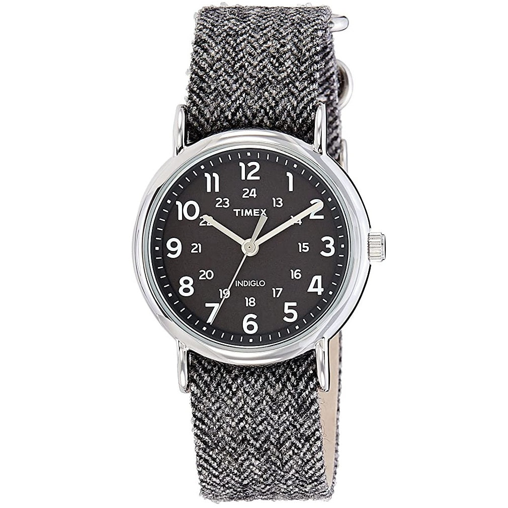 Timex Weekender Black/Grey Tweed Fabric Unisex 30m Analog Watch TW2P72000