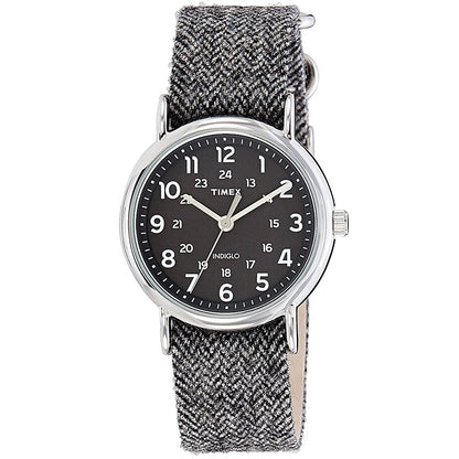 Timex Weekender Black/Grey Tweed Fabric Unisex 30m Analog Watch TW2P72000