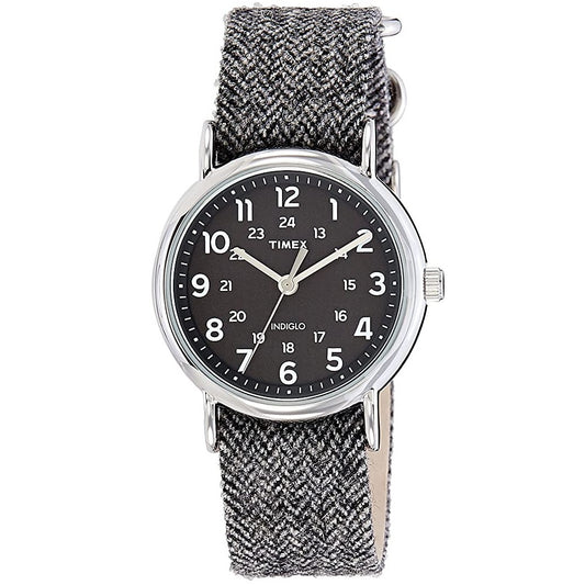 Timex Weekender Black/Grey Tweed Fabric Unisex 30m Analog Watch TW2P72000