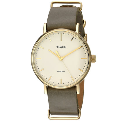 Timex Fairfield Cream/Gold-Tone Olive Leather Women's Analog Watch TW2P98500
