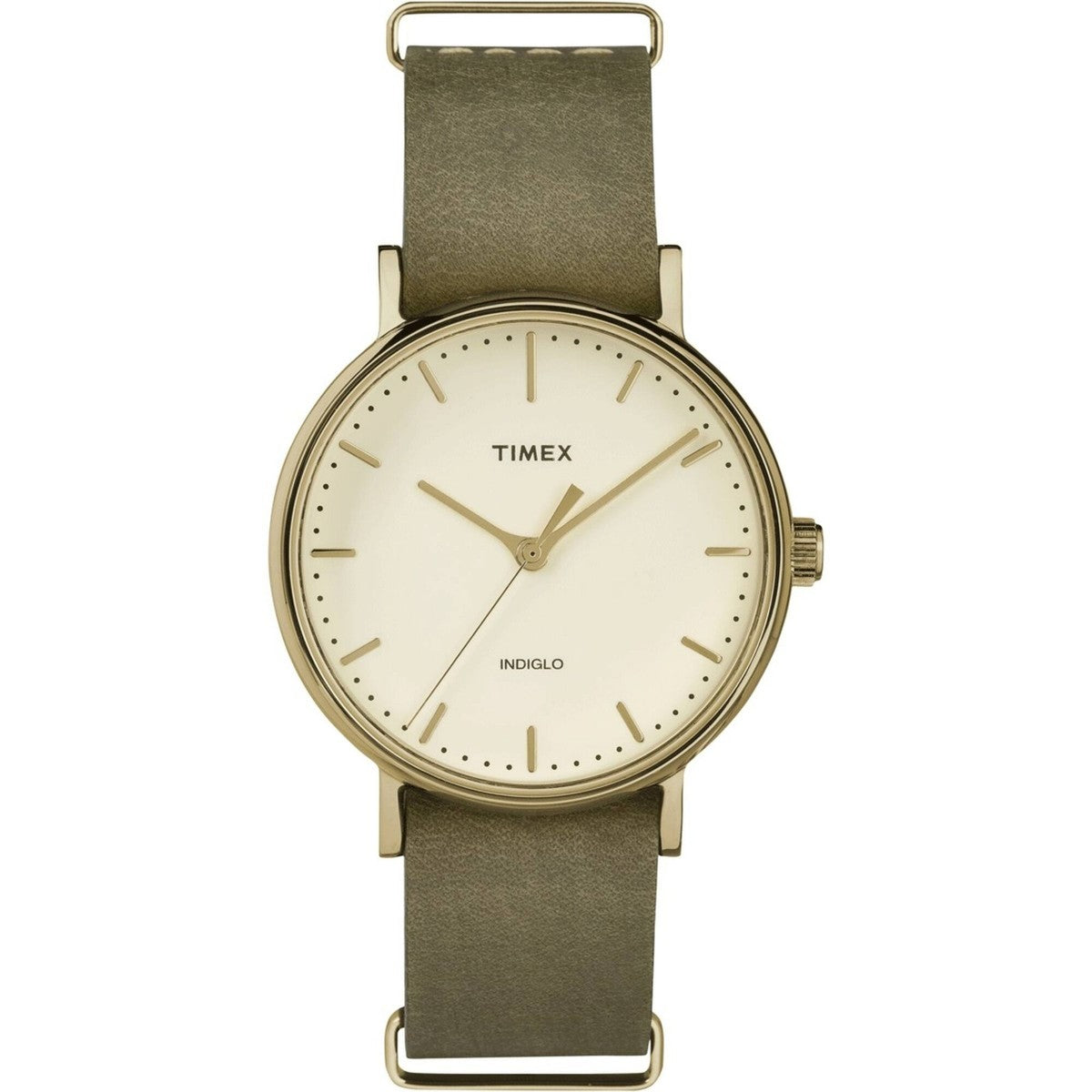 Timex Fairfield Cream/Gold-Tone Olive Leather Women's Analog Watch TW2P98500