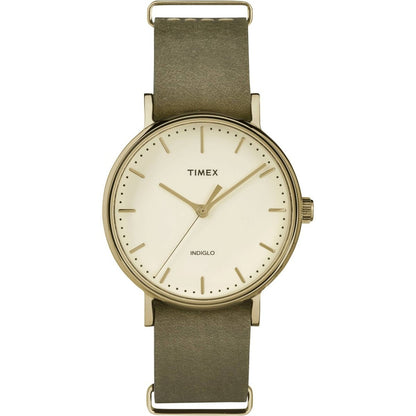 Timex Fairfield Cream/Gold-Tone Olive Leather Women's Analog Watch TW2P98500