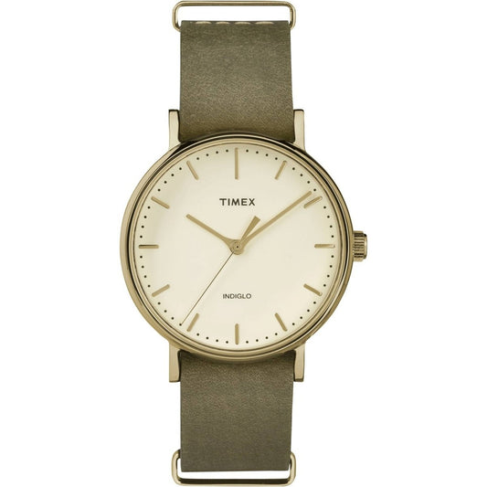Timex Fairfield Cream/Gold-Tone Olive Leather Women's Analog Watch TW2P98500