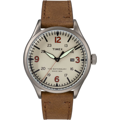Timex Waterbury Traditional Cream/Brown Leather Men's Analog Watch TW2R38600