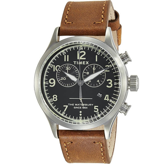 Timex Waterbury Traditional Chronograph 42mm Black/Tan Leather Men's Watch