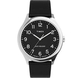 Timex Easy Reader 40mm Silver/Black Leather Men's Analog Watch TW2U22300
