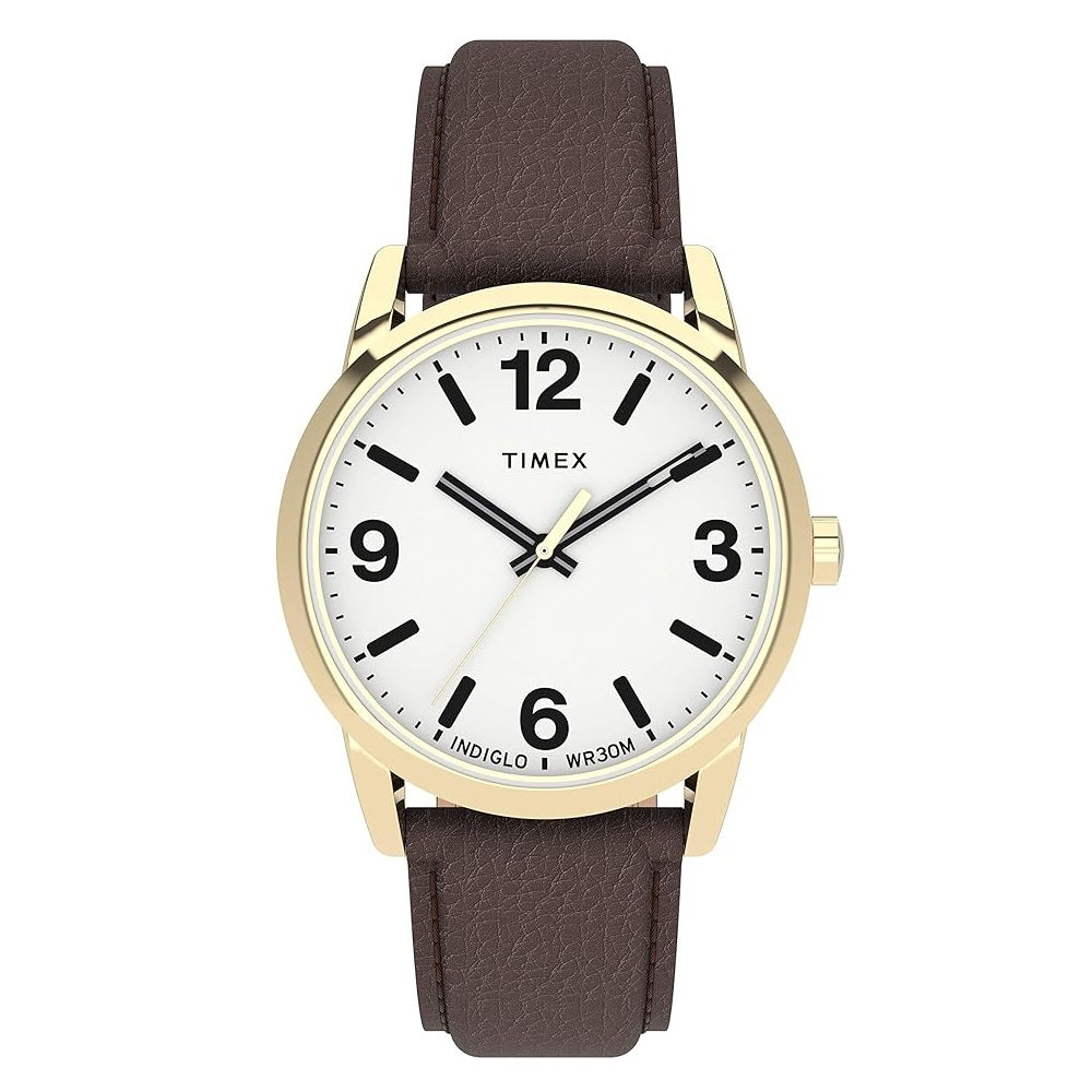 Timex Easy Reader White/Brown Leather Men's 30m Analog Watch TW2U71500