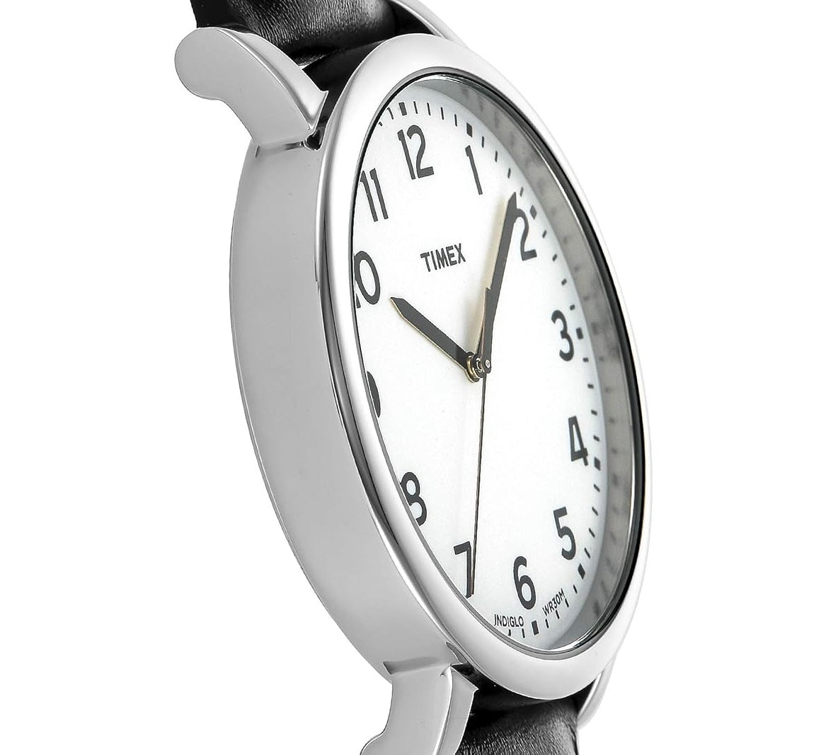 Timex Weekender 42mm White/Black Leather Unisex 50m Analog Watch TW2U84400