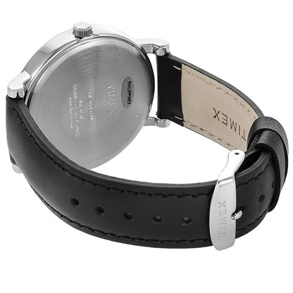 Timex Weekender 42mm White/Black Leather Unisex 50m Analog Watch TW2U84400