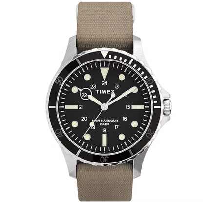 Timex Navi XL 41mm Black/Tan Fabric Strap Men's 100m Analog Watch TW2U90000