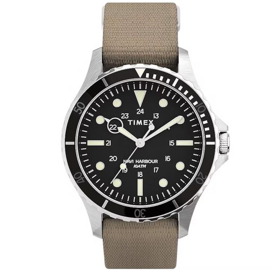 Timex Navi XL 41mm Black/Tan Fabric Strap Men's 100m Analog Watch TW2U90000