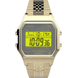 Timex T80 34mm Grey/Gold Bracelet Unisex Digital Watch TW2U93500