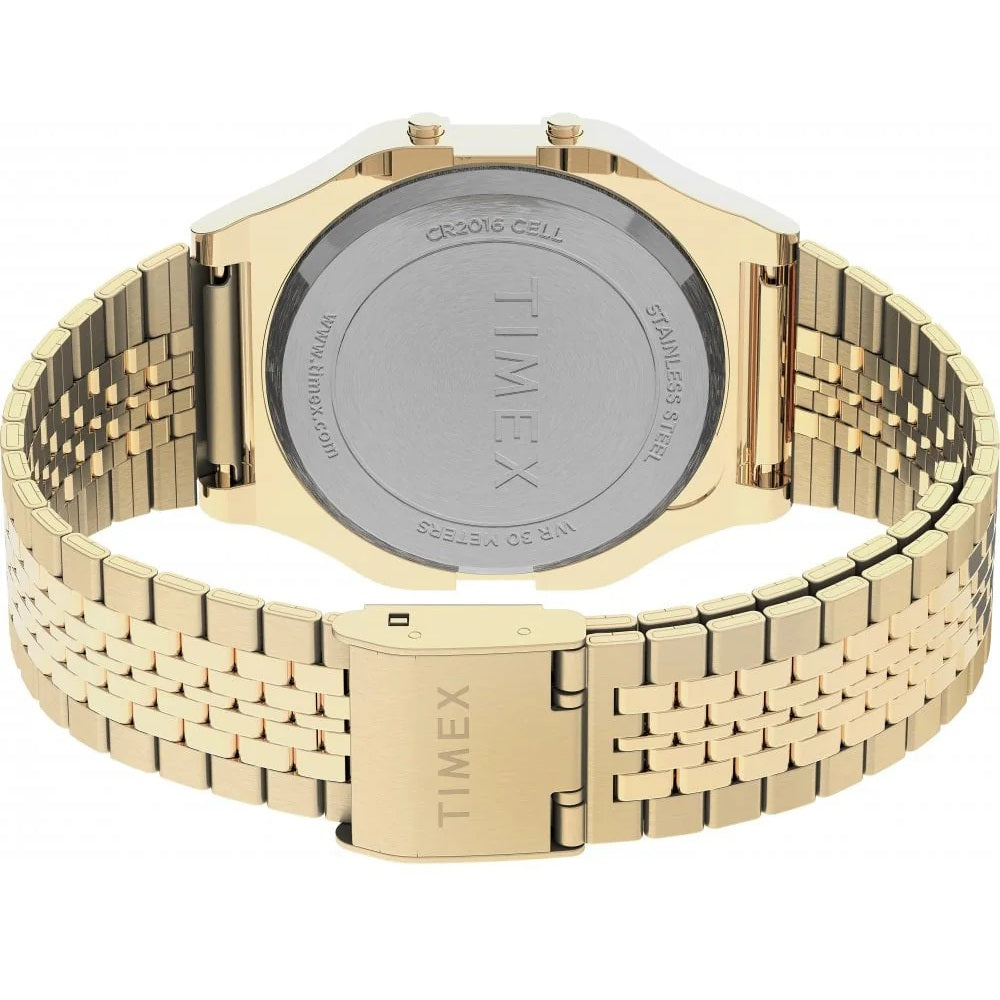 Timex T80 34mm Grey/Gold Bracelet Unisex Digital Watch TW2U93500