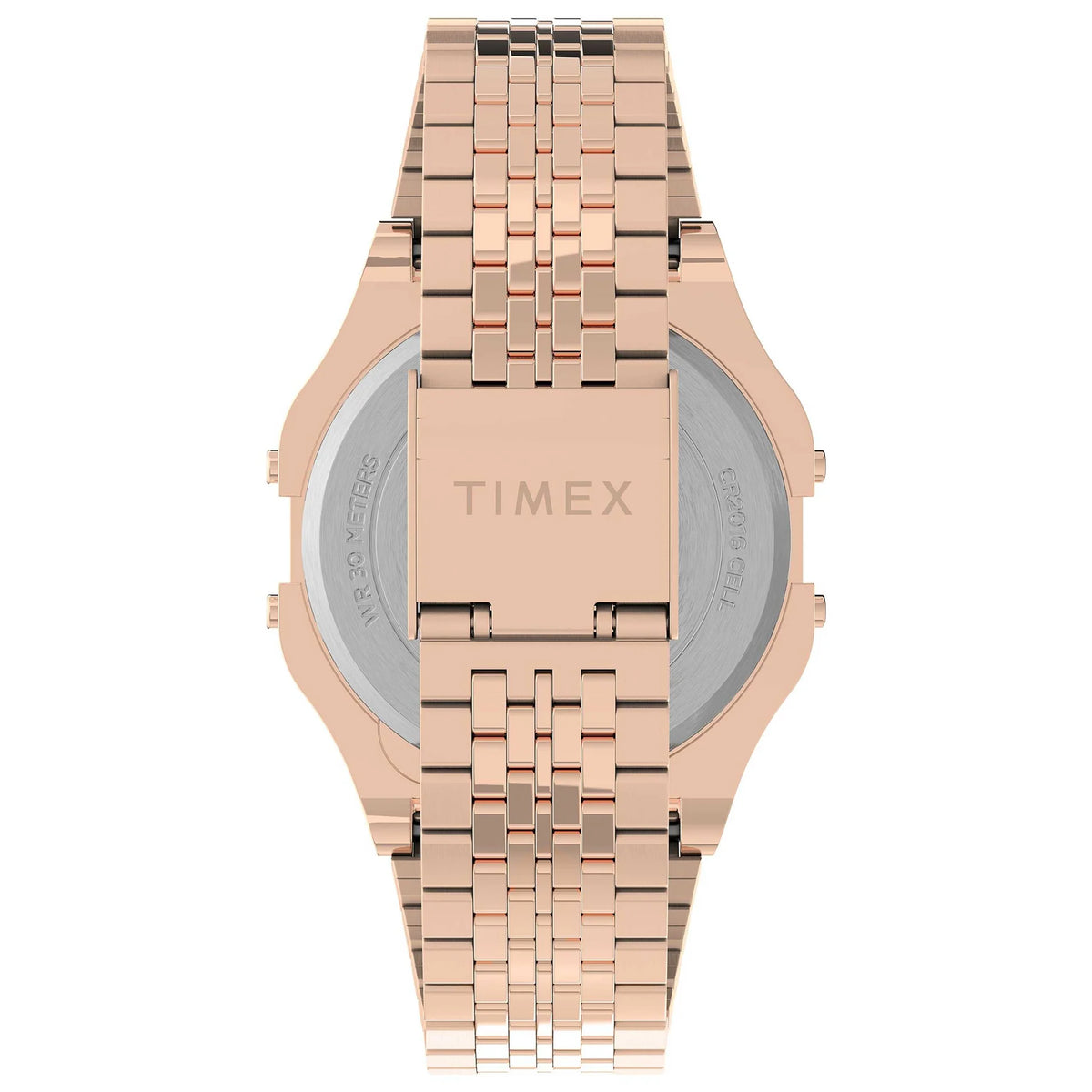 Timex T80 34mm Light Blue/Rose Gold Bracelet Unisex Digital Watch TW2U93600