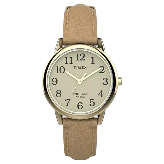 Timex Easy Reader Gold Tone/Tan Strap Women's Analog Watch TW2U96200