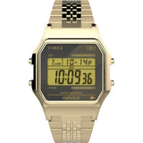 Timex T80 34mm Black/Gold Tone Bracelet Unisex Digital Watch TW2V18900