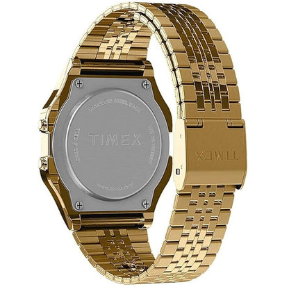 Timex T80 34mm Black/Gold Tone Bracelet Unisex Digital Watch TW2V18900