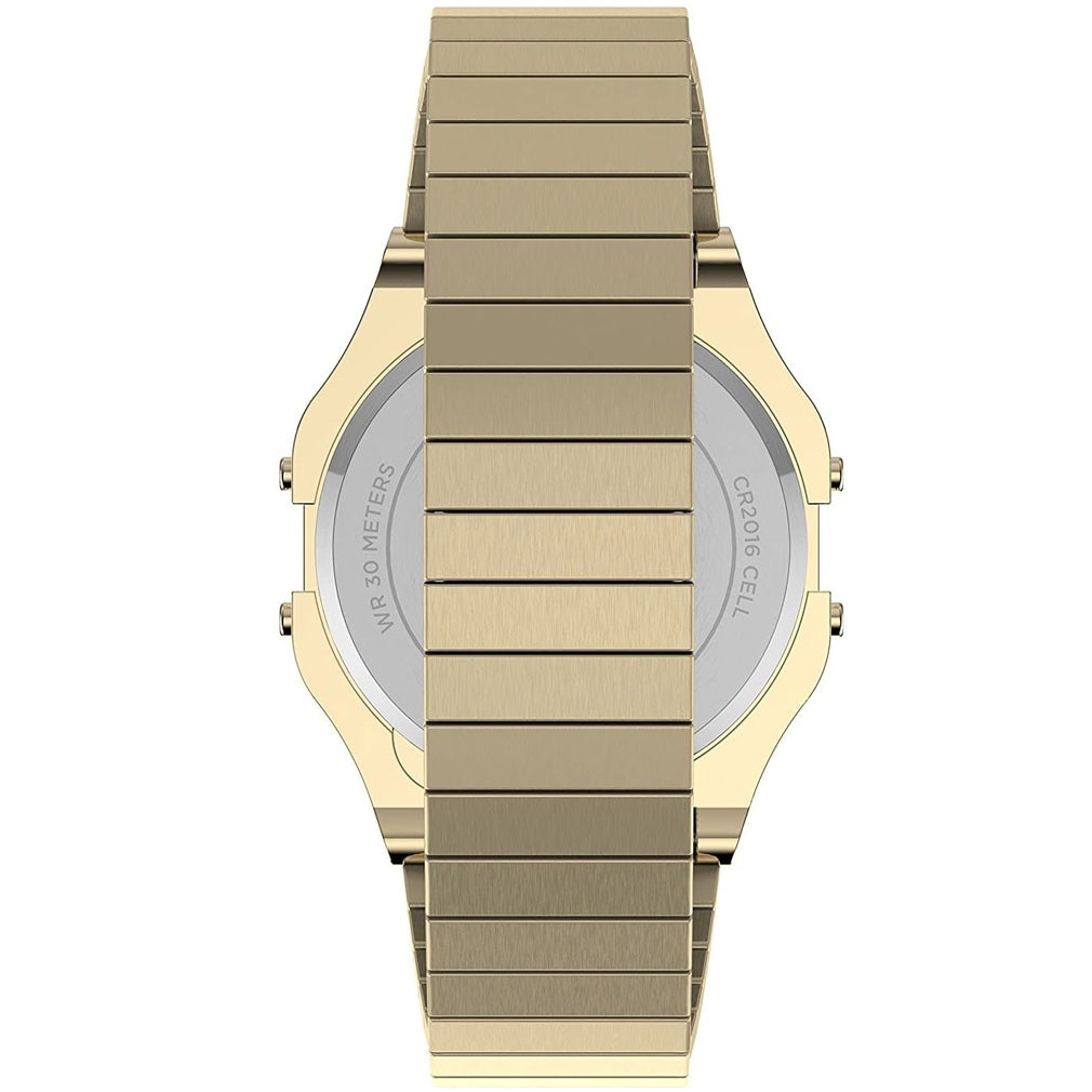 Timex T80 34mm Red/Gold Tone Expansion Band Unisex Digital Watch TW2V19200