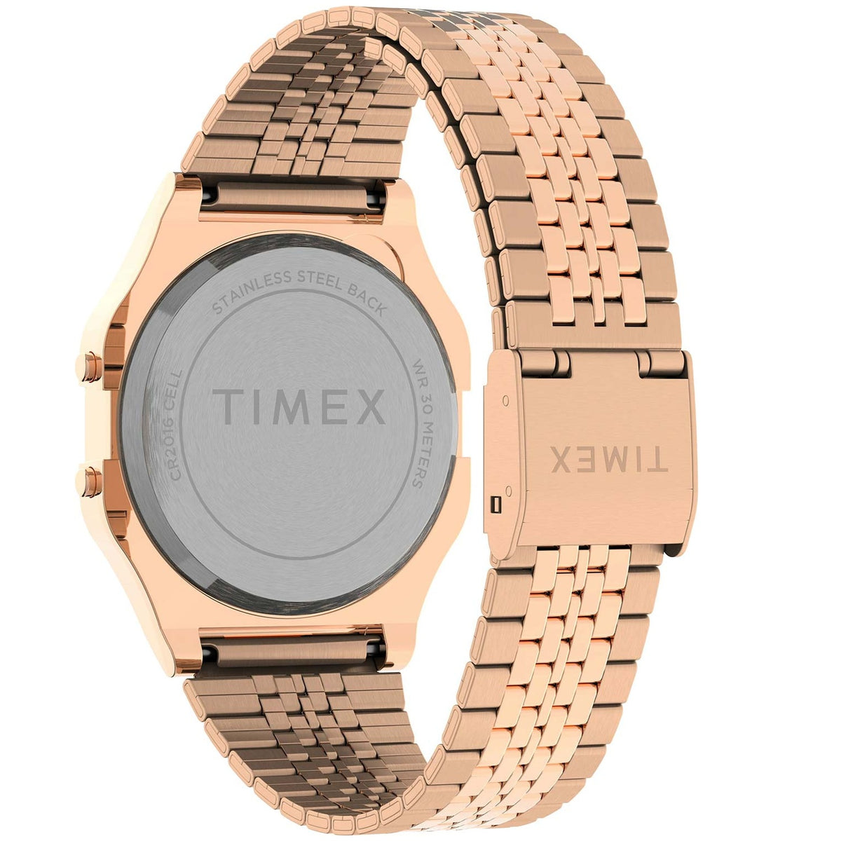 Timex T80 34mm Blue/Rose Gold Tone Unisex Digital Watch TW2V19600