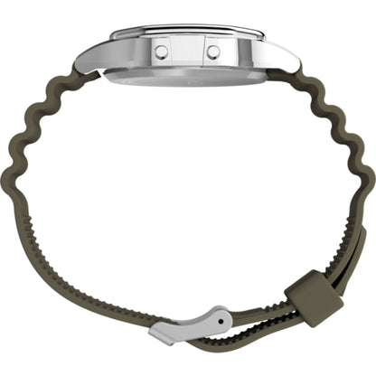 Timex T80 34mm Silver/Olive Resin Strap Unisex Digital Watch TW2V41100