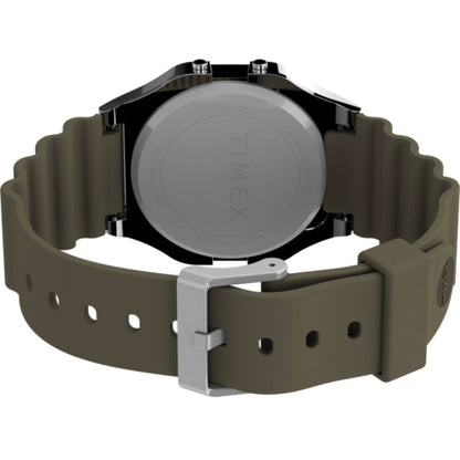 Timex T80 34mm Silver/Olive Resin Strap Unisex Digital Watch TW2V41100