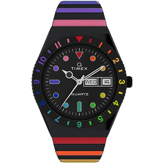 Timex Q Rainbow Black Women's 50m Quartz Analog Watch TW2V65900