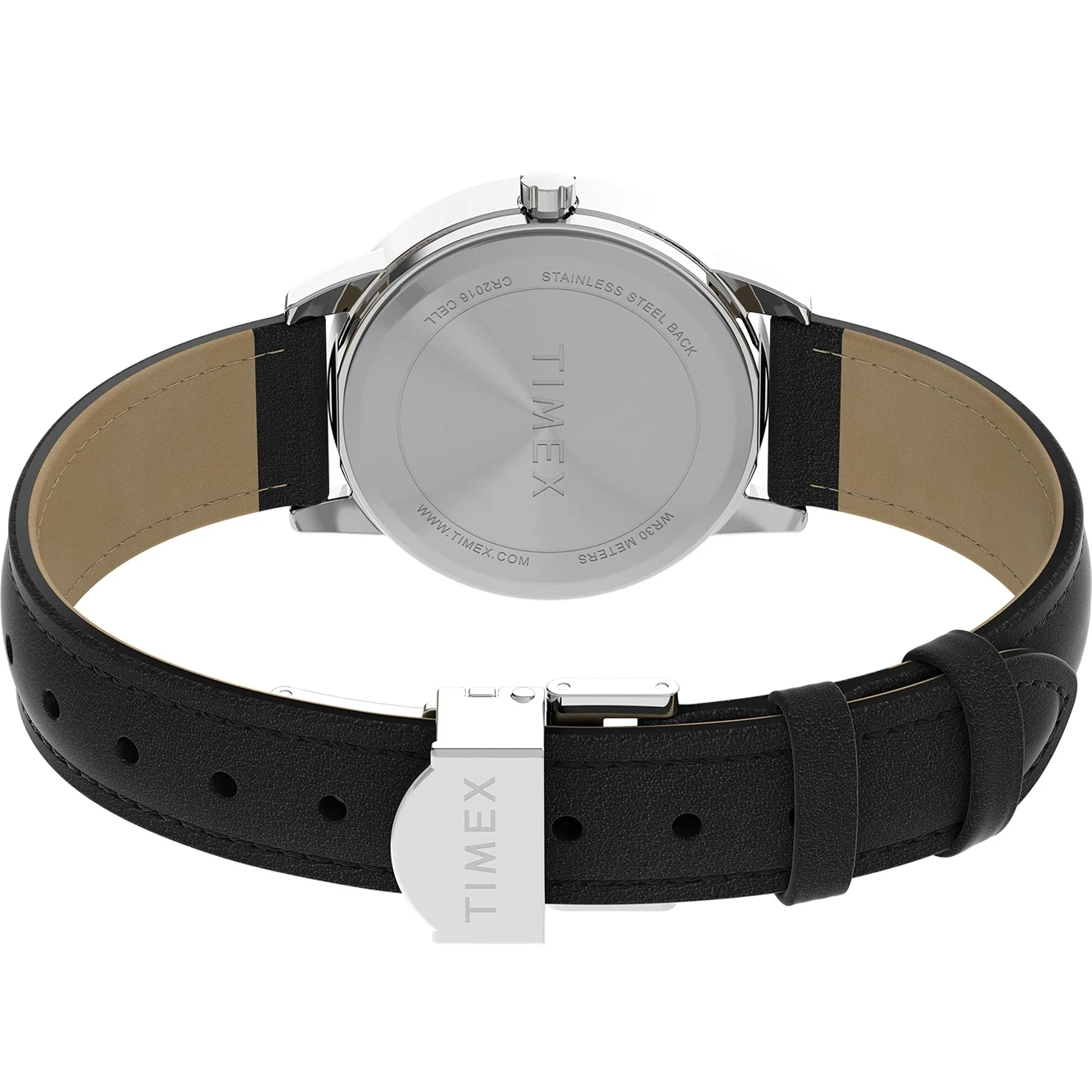 Timex Easy Reader Silver Tone/Black Leather Strap Women's Analog Watch TW2V69100