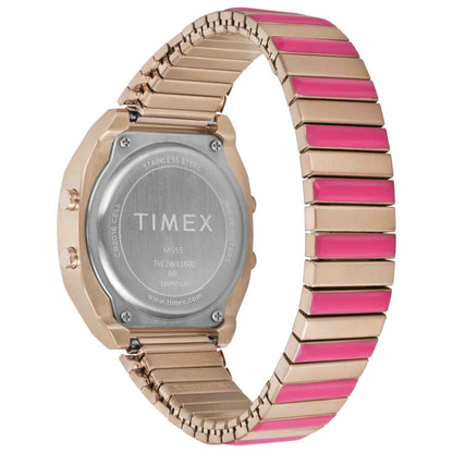 Timex T80 Pink/Rose Gold Tone Expansion Band Women's 30m Digital Watch TW2W41600