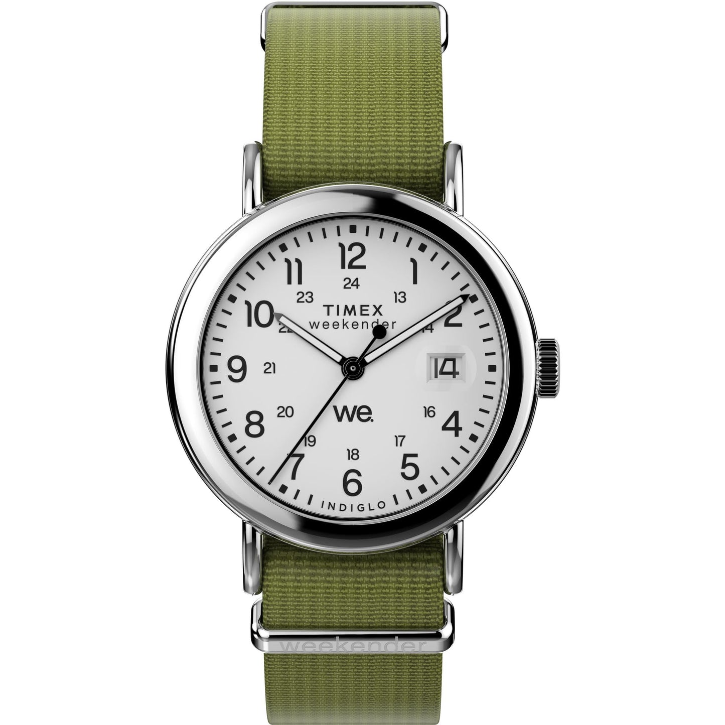 Timex Weekender 37mm White/Green Fabric Strap Unisex Analog Watch TW2W85600