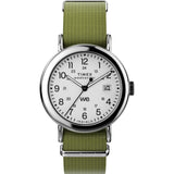 Timex Weekender 37mm White/Green Fabric Strap Unisex Analog Watch TW2W85600