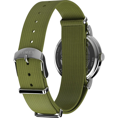 Timex Weekender 37mm White/Green Fabric Strap Unisex Analog Watch TW2W85600