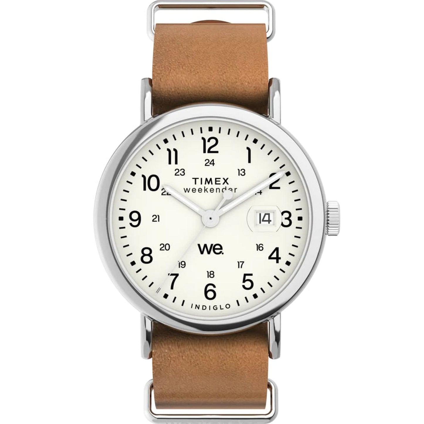 Timex Weekender 40mm White/Brown Leather Men's 50m Anlaog Watch TW2W86900