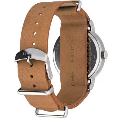Timex Weekender 40mm White/Brown Leather Men's 50m Anlaog Watch TW2W86900