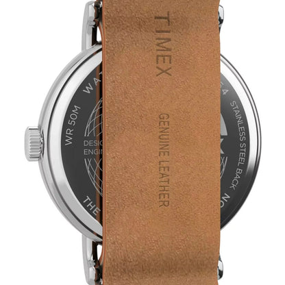 Timex Weekender 40mm White/Brown Leather Men's 50m Anlaog Watch TW2W86900